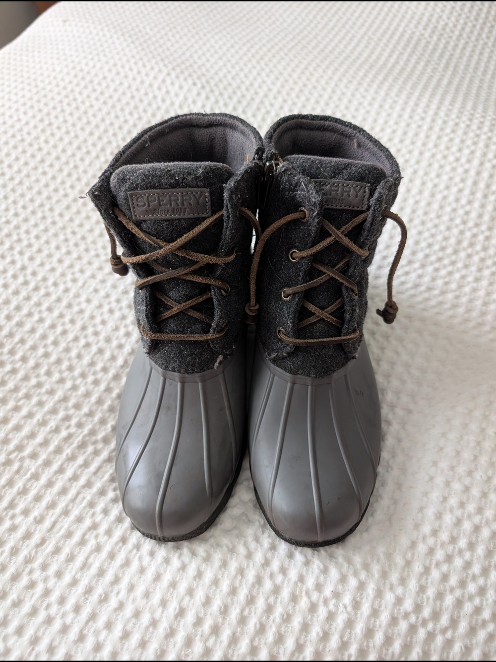 Sperry Gray and Charcoal Waterproof Duck Boots